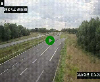 Webcam autoroute A150 à hauteur de La Vaupalière en périphérie de Rouen. Vue orientée vers Rouen