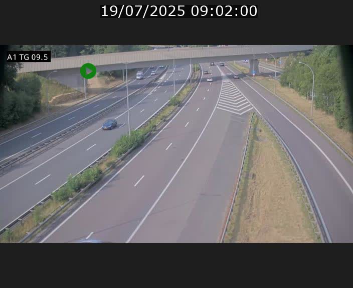 Traffic live webcam Luxembourg Jonction Grünewald - A1 direction Luxembourg-ville - BK 9.5