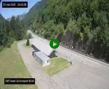Webcam à l'entrée du tunnel du Somport, côté français, sur la N134, dans les Pyrénées, en direction de l'Espagne, à 1116 mètres d'altitude