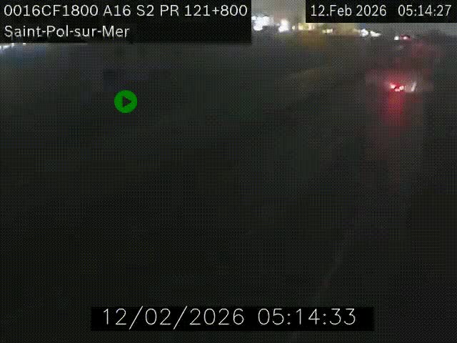 Webcam autoroute A16 à proximité de Dunkerque, à hauteur de la sortie Saint-Pol-sur-Mer. Vue orientée vers Calais