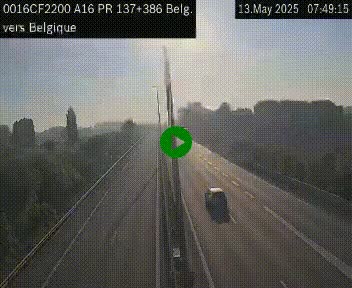 Webcam à la frontière franco-belge au niveau de Bray-Dunes/De-Panne sur l'autoroute A16. Vue orientée vers la Belgique