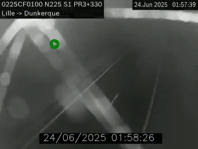 Webcam autoroute A25 (N225) à hauteur de Bergues (Bierne). Vue orientée vers Dunkerque.