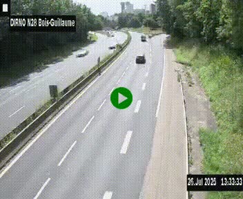 Webcam routière à hauteur de Bois-Guillaume en périphérie de Rouen. Vue orientée vers Rouen