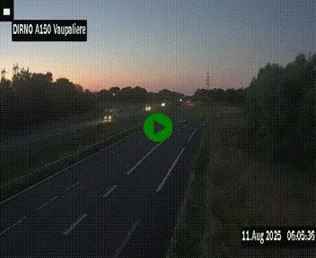 Webcam autoroute A150 à hauteur de La Vaupalière en périphérie de Rouen. Vue orientée vers Rouen