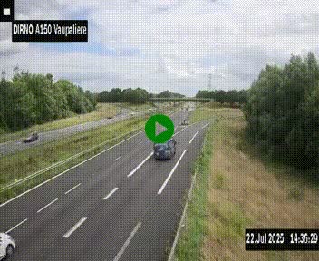 Webcam autoroute A150 à hauteur de La Vaupalière en périphérie de Rouen. Vue orientée vers Rouen