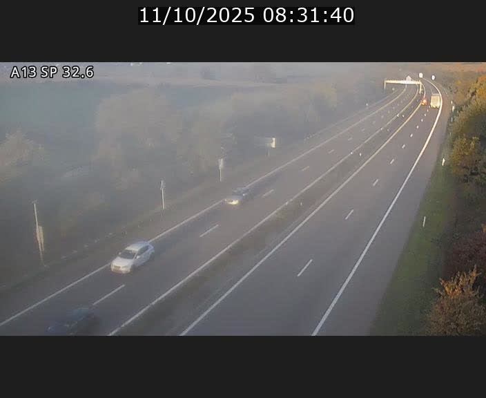 Webcam info trafic A13 à hauteur de Mondorf-les-bains. Vue orientée vers Altwies