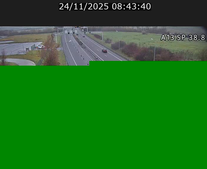 Webcam autoroute A13 à l'entrée ouest du tunnel Markusbierg à Schengen. Vue orientée vers le tunnel et l'Allemagne