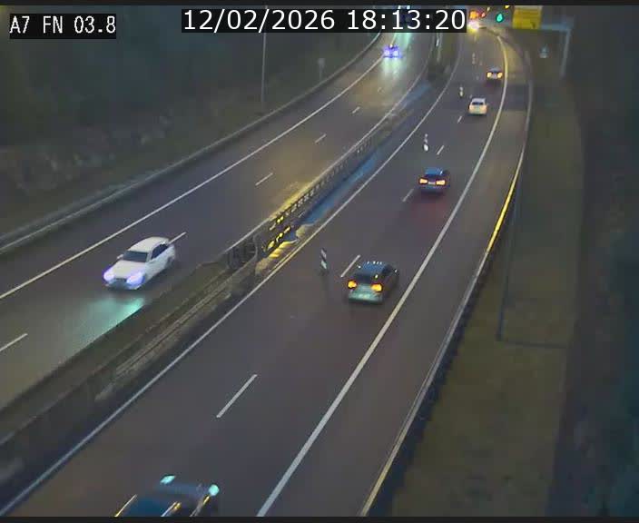 Caméra autoroute Luxembourg A7 - Passage à gibier Rëngelbour - direction Tunnel Stafelter