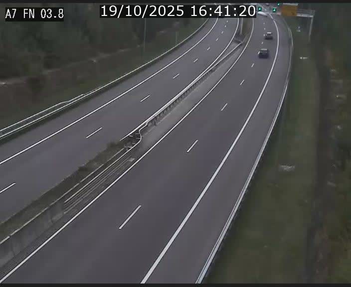 Caméra autoroute Luxembourg A7 - Passage à gibier Rëngelbour - direction Tunnel Stafelter