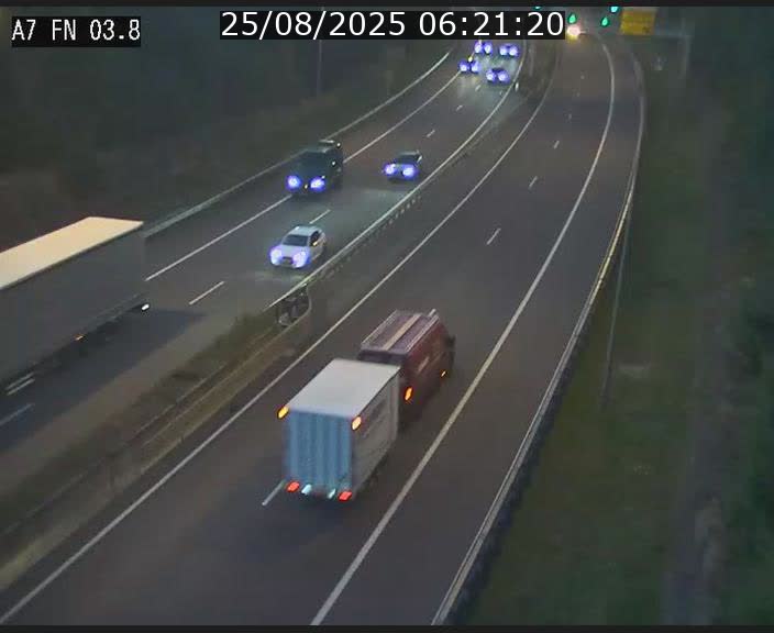 Caméra autoroute Luxembourg A7 - Passage à gibier Rëngelbour - direction Tunnel Stafelter