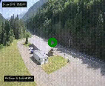 Webcam à l'entrée du tunnel du Somport, côté français, sur la N134, dans les Pyrénées, en direction de l'Espagne, à 1116 mètres d'altitude