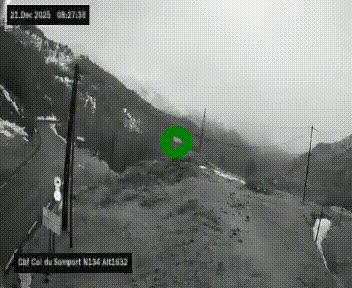 Webcam au col du Somport, côté français, sur la N134, dans les Pyrénées, en direction de l'Espagne, à 1632 mètres d'altitude