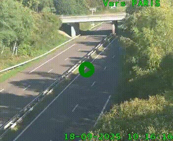 Caméra routière sur l'autoroute A20 au nord de Limoges, à la jonction avec la N520. Vue orientée vers Paris
