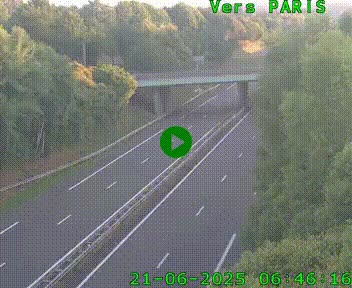 Caméra routière sur l'autoroute A20 au nord de Limoges, à la jonction avec la N520. Vue orientée vers Paris