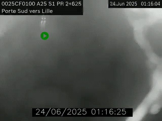 Webcam autoroute A25 sur le périphérique de Lille à hauteur de Lille-Sud et la sortie 3 Faches-Thumesnil. Vue orientée vers Lille-Centre.