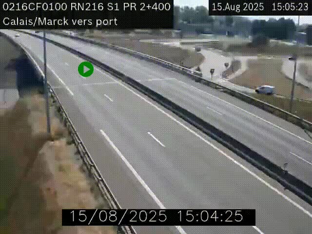 Webcam à Calais sur A216 (N216) en direction du port (harbour) de Calais.