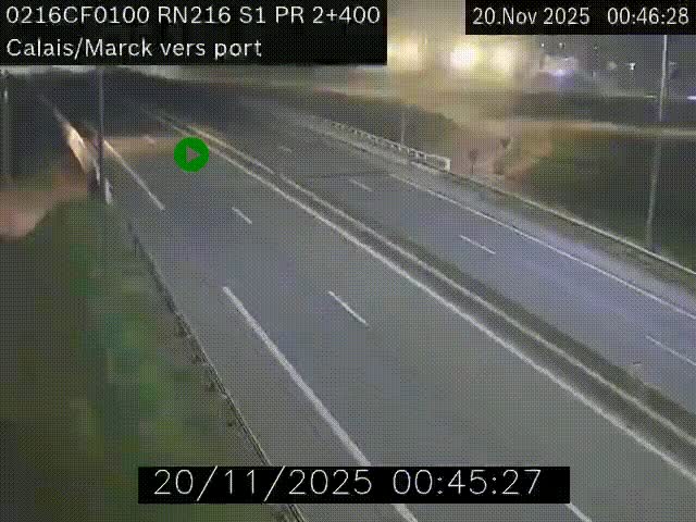 Webcam à Calais sur A216 (N216) en direction du port (harbour) de Calais.
