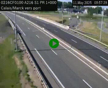Webcam à Calais sur A216 (N216) en direction du port (harbour) de Calais.