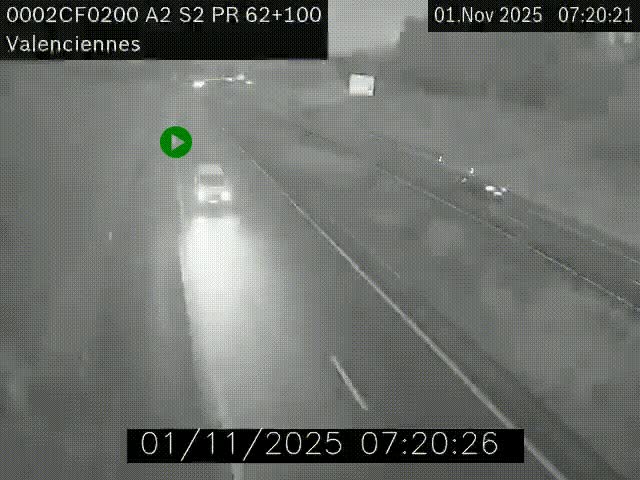 Webcam autoroute A2 à Valenciennes. Vue orientée vers Maubeuge et Mons (Belgique)