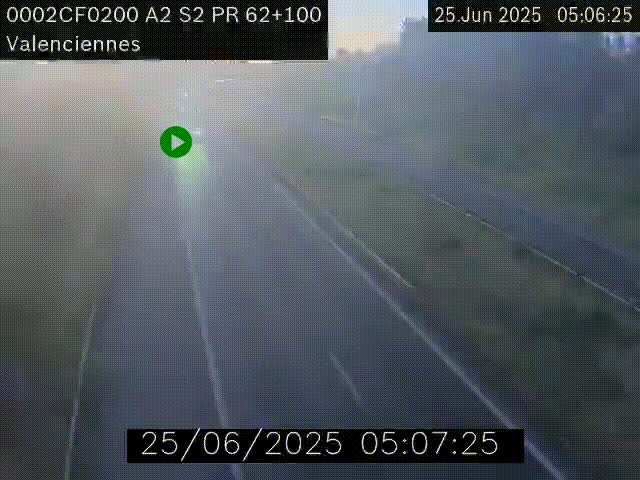 Webcam autoroute A2 à Valenciennes. Vue orientée vers Maubeuge et Mons (Belgique)