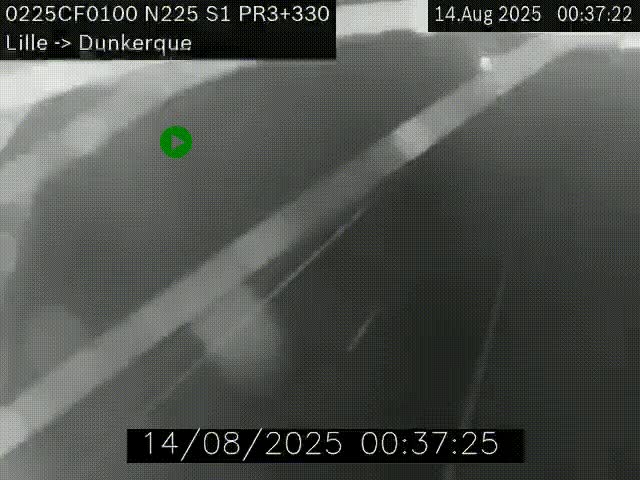 Webcam autoroute A25 (N225) à hauteur de Bergues (Bierne). Vue orientée vers Dunkerque.