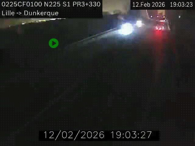 Webcam autoroute A25 (N225) à hauteur de Bergues (Bierne). Vue orientée vers Dunkerque.