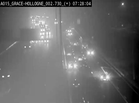 Webcam E42/A15 à Grâce-Hollogne, à proximité de la jonction avec l'A604. Vue orientée vers Namur