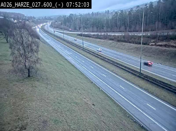 Webcam E25/A26 à Aywalle, à hauteur de la sortie Harzé. Vue orientée vers liège