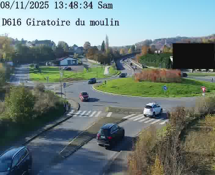 Webcams sur la D616, sur le contournement d'Audun-le-Tiche. Vue orientée vers le rond-point du Moulin, en provenance du Luxembourg