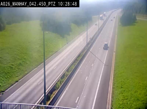 Webcam autoroute A26/E25 à hauteur de Manhay, à la jonction avec la N651 en direction de Liège - BK 42.4