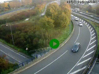 Caméra autoroute à la jonction entre l'A7 et la D301 (Boulevard urbain Sud de Lyon) à Feyzin, au sud de Lyon. Vue orientée vers Mions