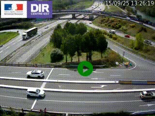 Webcam traffic à Grenoble-sud sur l'autoroute A480. Vue orientée vers l'entrée et la sortie de Grenoble