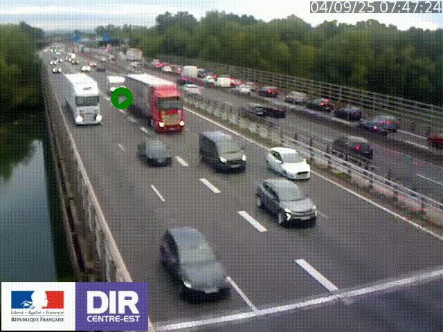 Caméra trafic à la jonction entre l'A46 (Rocade-est de Lyon) et l'A42 à hauteur de Vault-en-Velin en direction de Marseille