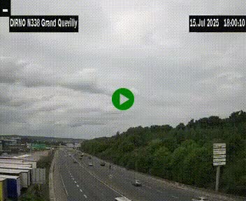 Webcam routière sur N338 à hauteur de Grand-Quevilly en périphérie de Rouen. Vue orientée vers Rouen