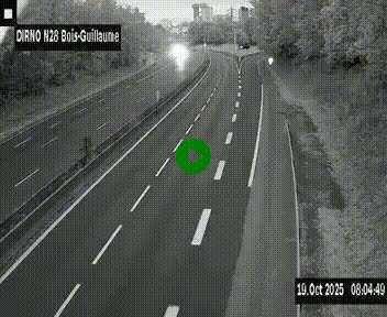 Webcam routière à hauteur de Bois-Guillaume en périphérie de Rouen. Vue orientée vers Rouen
