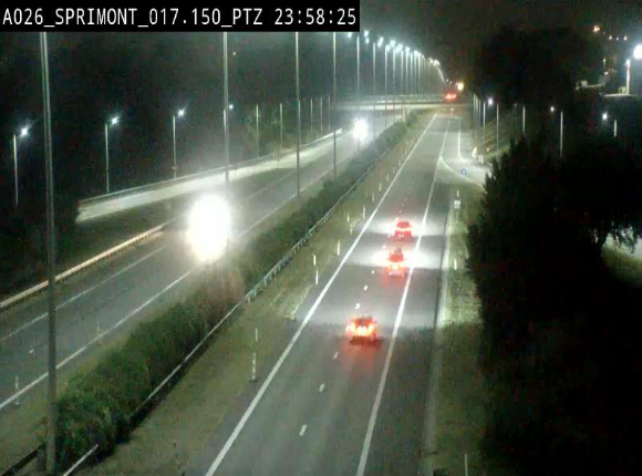 Webcam A26 (E25) à Sprimont, sur l'autoroute entre Liège et Arlon. Vue orientée vers le Luxembourg