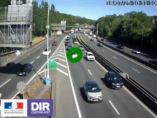 Caméra autoroute sur A6 - Valvert, près de Lyon, en direction de Paris, à hauteur de la sortie 36 Porte du Valvert