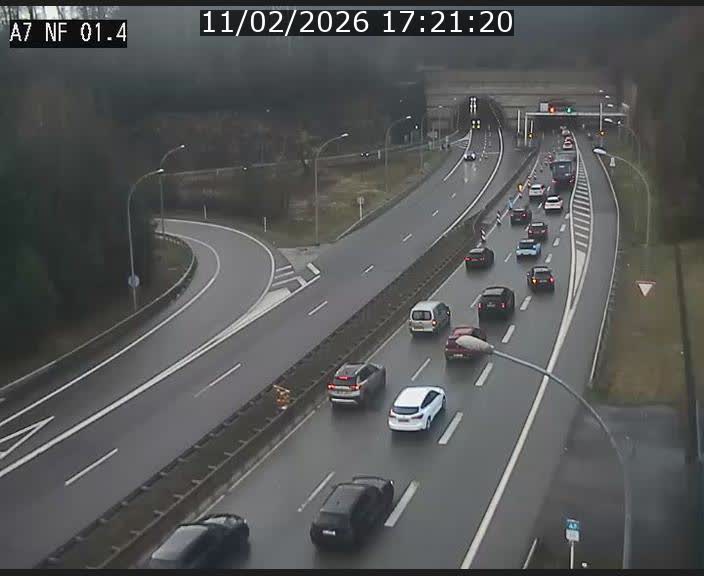 Caméra autoroute Luxembourg A7 - Echangeur Waldhaff - direction Tunnel Stafelter