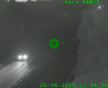 Caméra routière sur l'autoroute A20 au nord de Limoges, à la jonction avec la N520. Vue orientée vers Paris