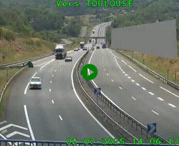Caméra routière sur l'autoroute A20 à Noailles, en périphérie de Brive-la-Gaillarde. Vue orientée vers Toulouse