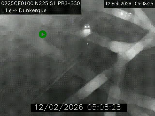 Webcam autoroute A25 (N225) à hauteur de Bergues (Bierne). Vue orientée vers Dunkerque.