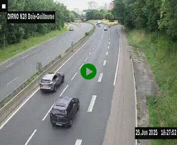 Webcam routière à hauteur de Bois-Guillaume en périphérie de Rouen. Vue orientée vers Rouen