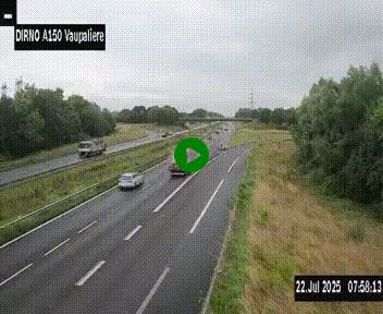 Webcam autoroute A150 à hauteur de La Vaupalière en périphérie de Rouen. Vue orientée vers Rouen