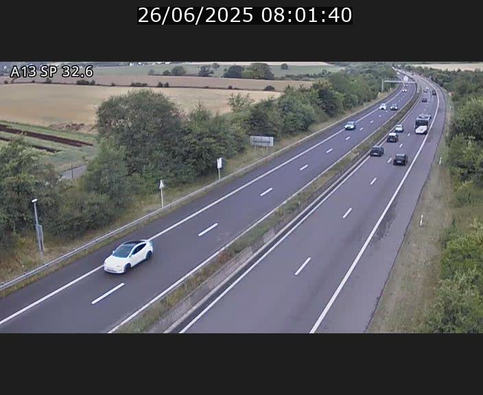 Webcam info trafic A13 à hauteur de Mondorf-les-bains. Vue orientée vers Altwies