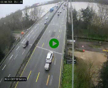 Webcam sur le périphérique de Bordeaux à l'est de la ville. Caméra située sur le Pont Mitterand sur la N230