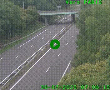 Caméra routière sur l'autoroute A20 au nord de Limoges, à la jonction avec la N520. Vue orientée vers Paris