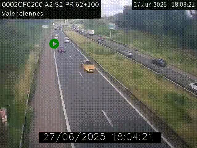 Webcam autoroute A2 à Valenciennes. Vue orientée vers Maubeuge et Mons (Belgique)