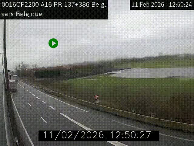 Webcam à la frontière franco-belge au niveau de Bray-Dunes/De-Panne sur l'autoroute A16. Vue orientée vers la Belgique
