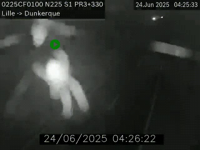 Webcam autoroute A25 (N225) à hauteur de Bergues (Bierne). Vue orientée vers Dunkerque.