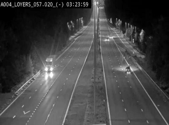 Webcam E411 au niveau du viaduc de Beez à Loyers, entre Champion et Warissoulx. Vue orientée vers Bruxelles